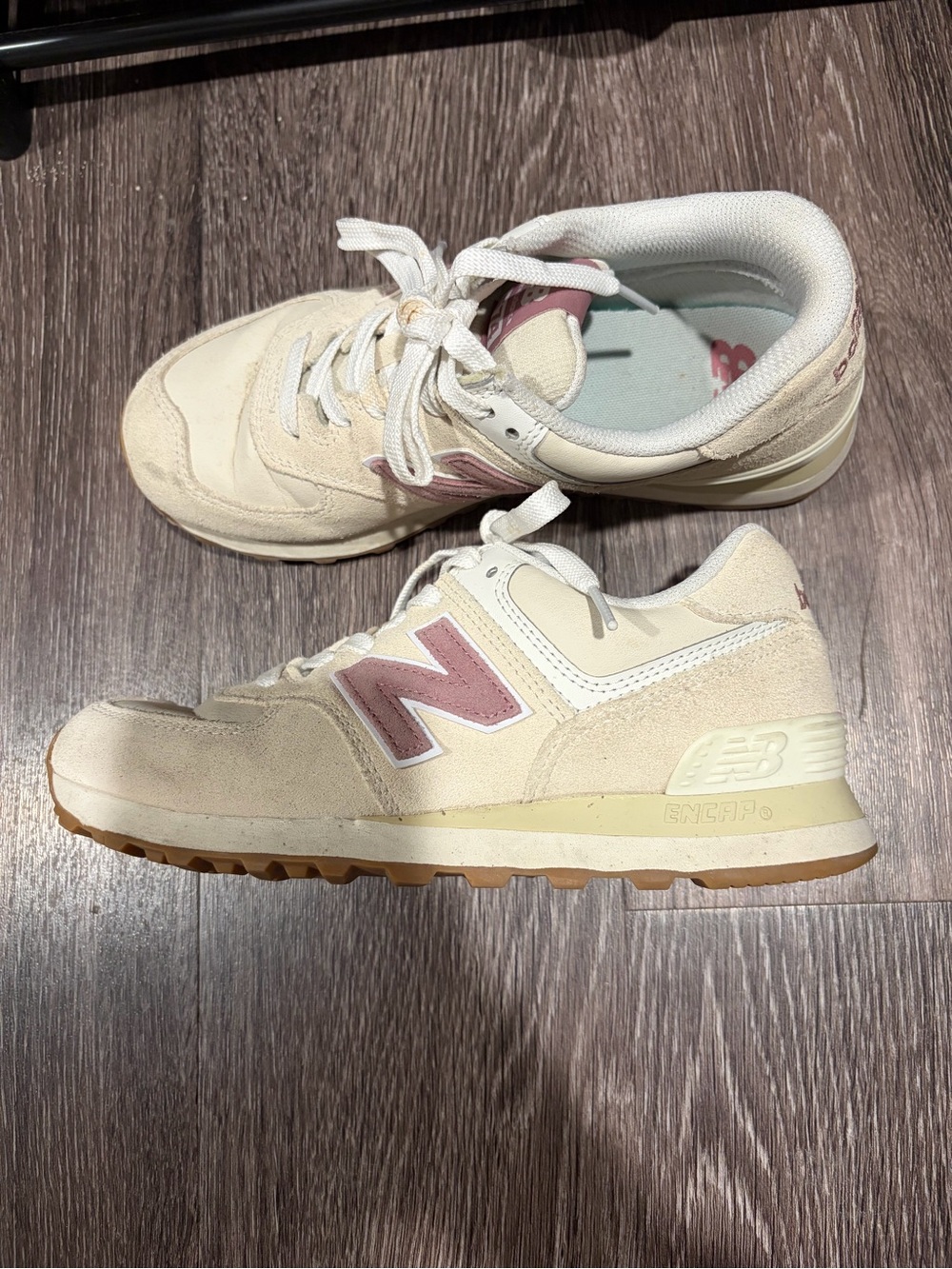 New Balance Cream & Pink 574 Retro Runner